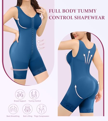 Image of M MYODRESS Fajas Colombianas Reductoras Y Moldeadoras Levanta Cola Tummy Tuck Compression Garment Full Body Shaper Waist Trainer for Women Shapewear Bodysuit Stage 2 Bbl Blue S
