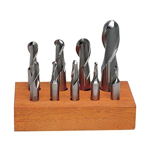 TTC D16-ST 1/8"-3/4" 9 Pc 2 Flute HSS Ball Single End Mill Set