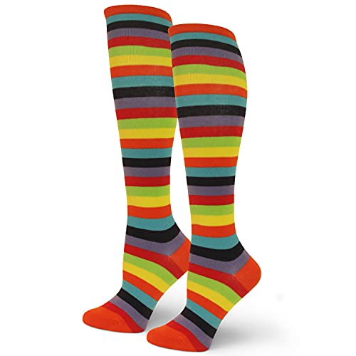 Image of PolyMedea Elite Quality Colorful Soft Cotton Women's Striped Knee High Socks