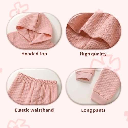 Happy Town Toddler Baby Girl Clothes Ribbed Knit Long Sleeve Hoodie Shirt Solid Pants Set with Bag Fall Winter Outfit4