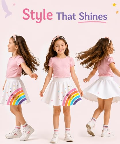Image of KYDA KIDS Girls 100% Pure Cotton Skater Skirt with Attached Inner Shorts | Ideal for Summer Sports, Play & Casual Wear | Comfortable Fit for Girls Aged 2-16 Years