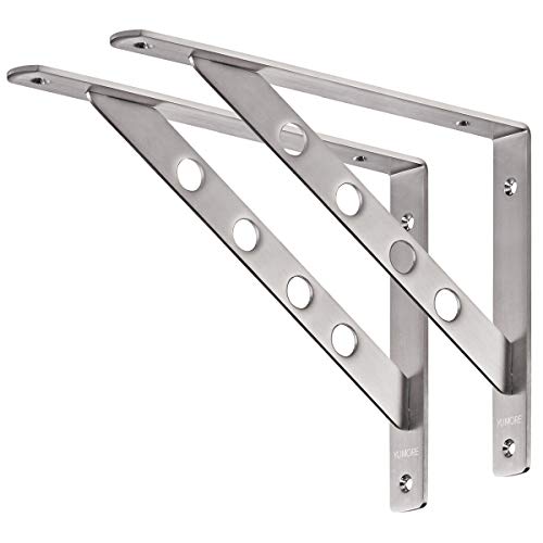 YUMORE Equerre Etagère Murale Inox,Support d'étagère 30x20cm Supports Triangulaires à Tablettes de 90 Degrés Équerres de Fixation pour Etagere Murale Flottante...