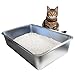 iPrimio Cat Litter Box Non-Stick Plated Stainless Steel XL Litter Pan - Odor and Rust Free - Easy to Clean & Designed by Cat Owners - No Residue Build up