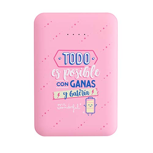 Mr. Wonderful Bateria Externa portatil para movil, Power Bank 10.000 mAh, C...