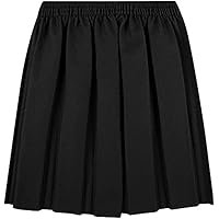COSHAL® Girls Back to School Uniform Skirts - Kids Girls Summer Skirts Formal Dress Bottom Round Elasticated Waist Box Pleated Stretch Skirt 13-14 Yrs, Black