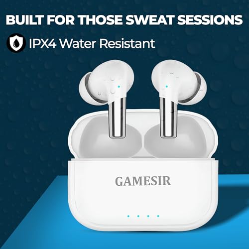 Image of GameSir FusionBeatX PRO Wireless Noise Cancelling Earbuds-Sound Optimize, 42H Playtime, 45ms Low Latency, 12mm Bass Drivers, Zen ENC Mic, IPX5 Water Resistance, Bluetooth 5.3, Type-C Charging (White)