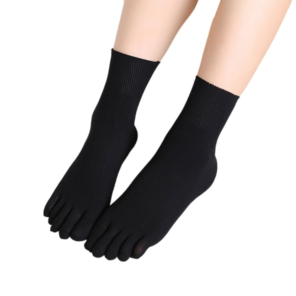 Elnwnnkc Breathable Women Ribbed Middle Tube Sock Spring Sock Wicking Toe Sock Antiskid Five Finger