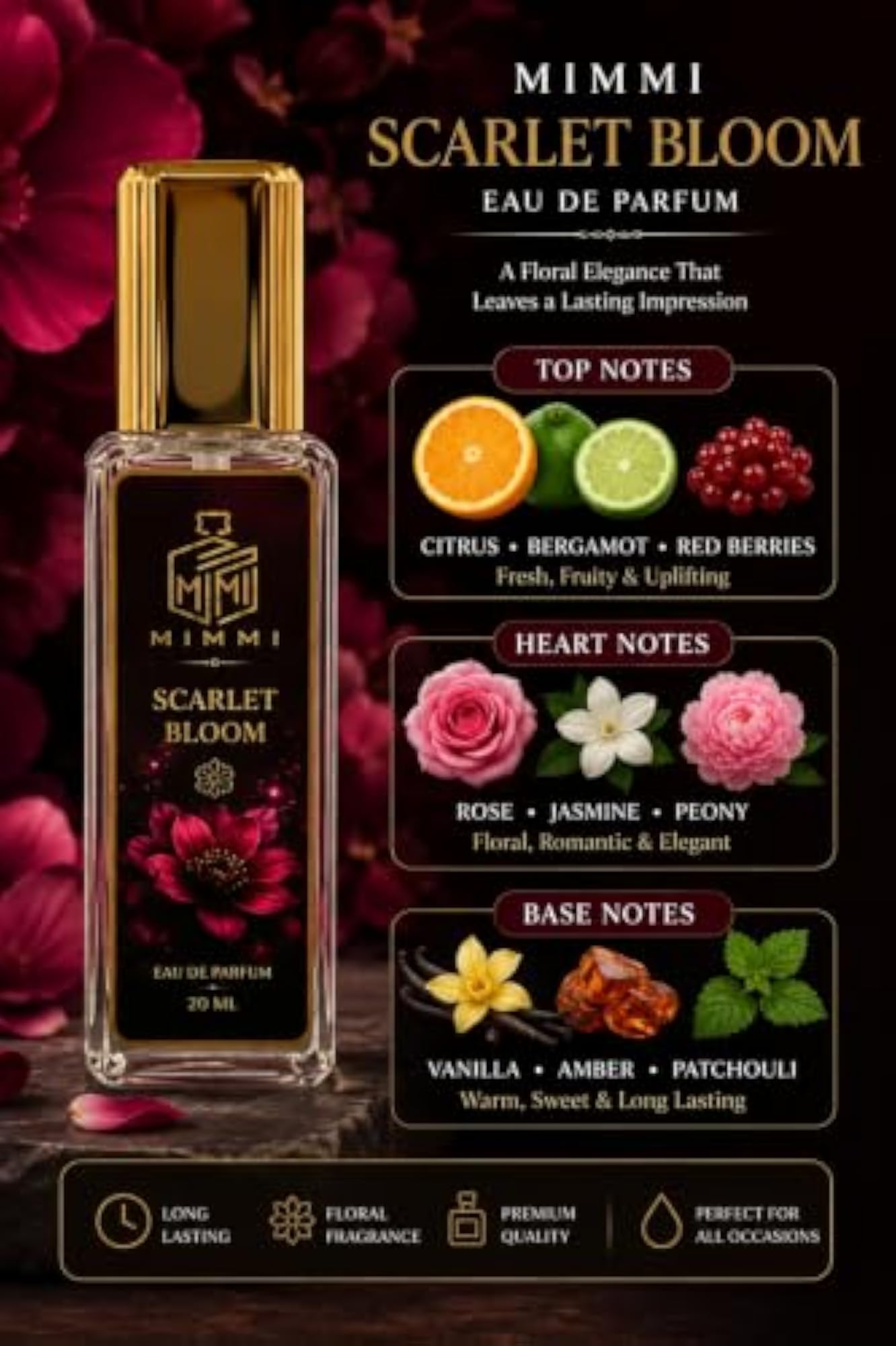 Mimmi Scarlet Bloom & Brown Vanilla Eau de Parfum, Unisex