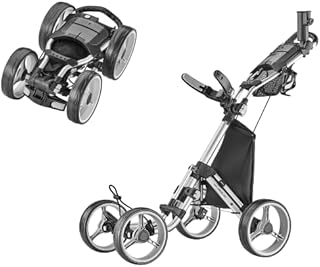 CaddyTek 4 Wheel Golf Push Cart - Compact, Lightweight, Close Folding Push Pull Caddy Cart Trolley - Explorer V8, Dark Grey, One Size, Model: Explorer Vsersion 8 - Dark Grey