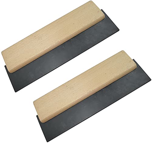 AERZETIX - Set di 2 - Spatola per fughe raschietto per piastrelle in gomma - 200mm - cazzuole per fughe - manico in legno - utensile per terracotta - C50036