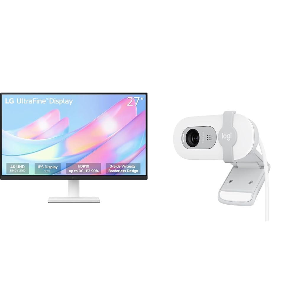 LG 27US500-W, 27 Inch Ultrafine Monitor, IPS, 4K UHD (3840x2160), 60Hz,HDR10 up to 90% DCI-P3 Color gamut, Borderless Design, Reader Mode, Flicker Safe + Logitech Brio 100 Full HD 1080P Webcam-image-44