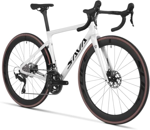 SAVADECK Bicicleta de Carretera de Fibra de Carbono, Bicicleta de Carretera de 24 velocidades, Equipada con Ultra Di2 8170 Group Set, Carrera de Fibra de Carbono Completa T1000