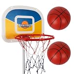 Trampoline Basketball Hoop, Basketball Hoop for Trampoline with Pump and 2 Mini Ball, Fit for Straight Pole (Red)