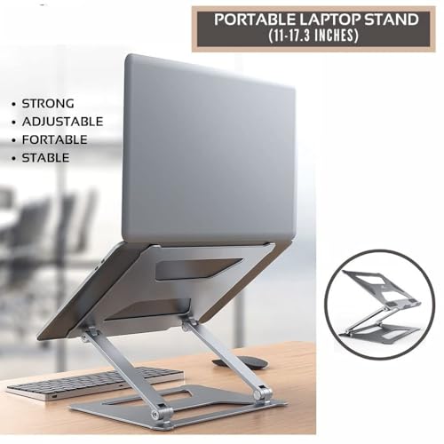 Image of Laptop Stand for Desk, Foldable Adjustable Aluminium Laptop Stand for Laptop & MacBook, Ergonomic Portable Notebook Stand with Anti-Slip Pads, Ventilated Open Design for Office & Home(10 to 17 inch)
