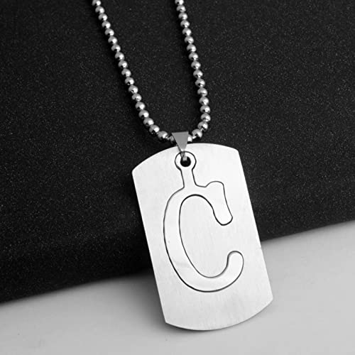 Stainless Steel 26 Initial Letter Necklace Military Military Dog Tag Men's Pendant Chain Hip Hop Necklace4