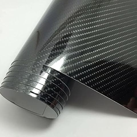 Black 6D Carbon Fiber Wrap Vinyl Roll for Cars, Arespark High Gloss Automotive Vinyl Film, Bubble Free, Air Release, for DIY Decor Interior Exterior, 1.5ft x 5ft Cover