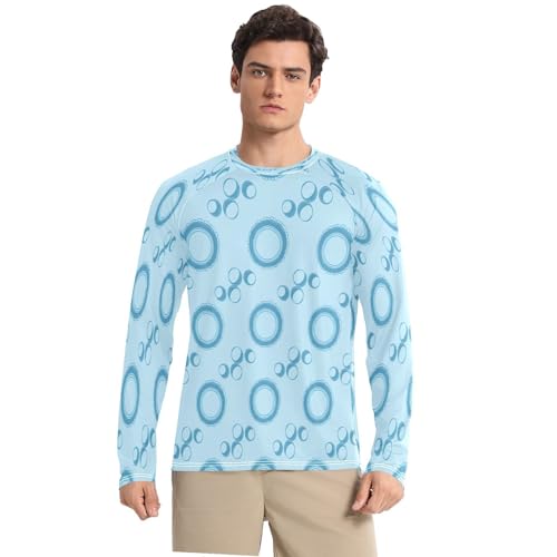 Bulletgxll Blue Spheres Men's Sun Protection Shirts UPF 50+ Long Sleeve UV Rash Guard Quick Dry Swim Shirts