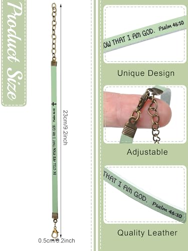 Image of Sureio 15 Pcs Christian Gift Bracelets for Women Men Inspirational Leather Religious Bible Verse God Faith Scripture Bracelet