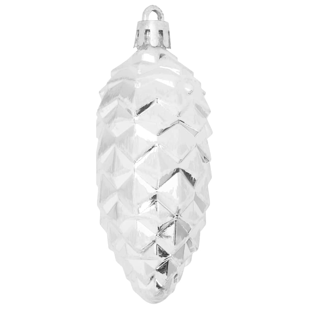 Mangloder Weihnachts-Tannenzapfen Kugel, 40 Stück Silber Kunststoff 4 x 9 cm, Christbaumschmuck Baumbehang Ornament Zapfen für Innen, geschützten Außenbereich, Advent und Winterdeko