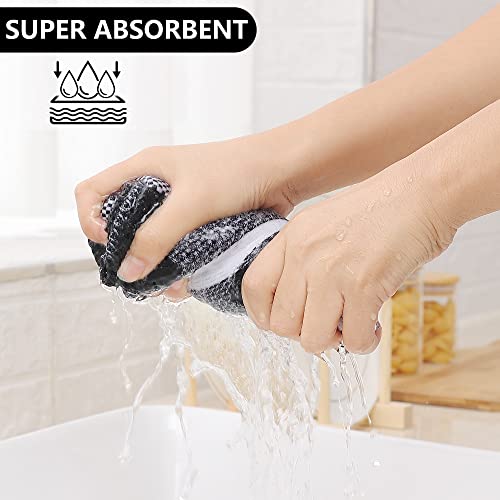 Homaxy 100% Cotton Waffle Weave Check Plaid Kitchen Towels, 13 X 28 Inches, Super Soft And Absorbent Dish Towels For Drying Dishes, 4-Pack, White & Black #TOP1