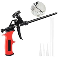 TNOMSNO Schaumpistole, PU Schaumpistole Teflon-beschichtete Bauschaumpistole, Schaumpistole mit Schalter No-Clean mit 5 Schläuchen, Schaumpistole zum Abdichten, Füllen