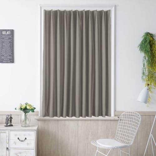 KAMIMORI 遮光カーテン 100cm丈 幅80cm 小窓 ドレープカーテン おしゃれ 無地 UVカット 断熱 保温 防寒 節電対策 昼夜目隠し 1枚入り アジャスターフック付き 北欧 シンプル グレー