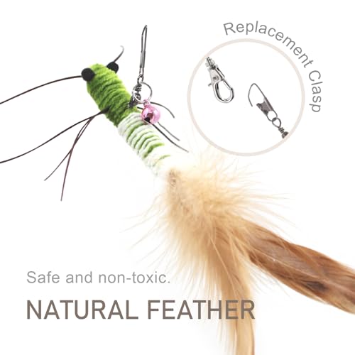 SONGWAY Cat Wand Toy Replacement, 6 PCS Cat Worm Toy Refills, Feather Tail Worm Cat Toys, Cat Wand Attachments - Image 4