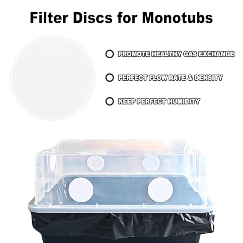 Image of RonJea 24Pcs 2.5 inch Monotub Adhesive Filter Disks, Polyfil Monotub Filter Fits Myco 28QT /44QT /66QT & DIY Monotub, Mushroom Growing Supplies