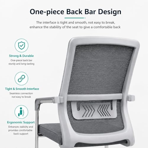 Image of OfficeFlow | Visitor Chair with arm Rest for Home Office Study Reception School College use with Chrome Finished Metal Frame | Cushioned seat, Chair Without Wheels (2, Grey)