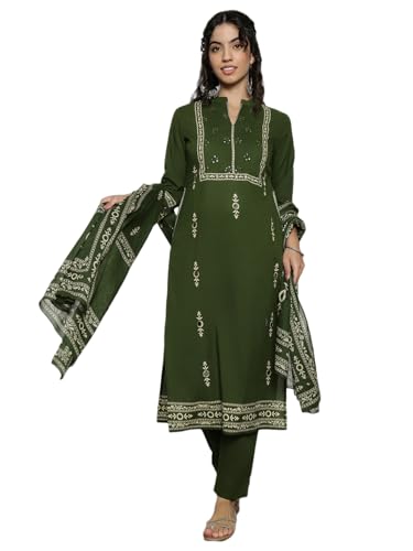 Image of Vbuyz Women'S Cotton Floral Print Straight Stitched Kurta Pant With Dupatta
