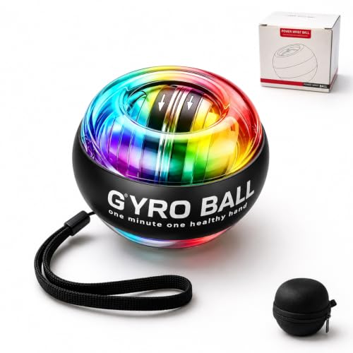 Auto Start Gyro Ball Wrist Trainer, Forearm Exerciser & Grip Strengthener for Hand, Finger & Arm, Beginner Friendly with LED Light & Storage Bag for Home Gym & Sports - image 1