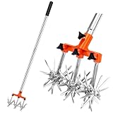 Rotary Cultivator Garden, Adjustable Garden Rotary Tiller - Rotary Cultivator Tool for Soil Mixing or Reseeding Grass Lawn Tiller