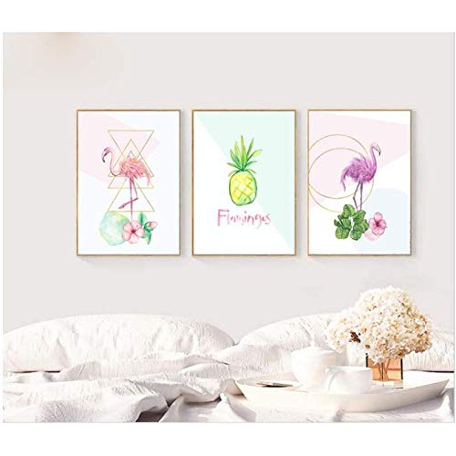 Toile peinture flamingo de qualité musée | Poster floral minimaliste 50x70cm