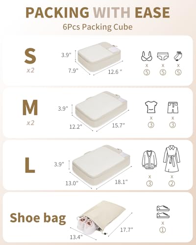 ECOHUB 4 Set /6 Set Packing Cubes for Travel Durable Suitcase Organizer Bags Set with Personalized Tag Various Sizes Travel Essentials Traveling Accessories for Luggage Machine Washable2