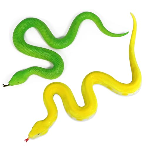 Darovly 2Pcs Rubber Snakes Realistic Fake Snakes - Garden Props to Keep Birds Away-Scare Birds and Squirrels for Gag Toys Pranks Party Favors Halloween Decoration