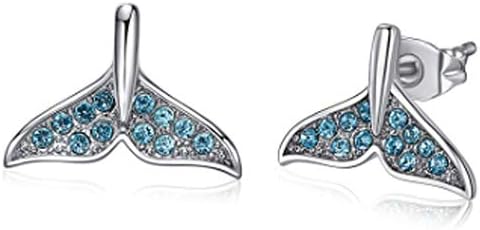 Y.M.Evergreen Fishtail Rings 925 Sterling Silver Mermaid Tail Ring Adjustable Fit for Any Finger with Peal for Women & Girls Ch6803 (Fishtail Earring)