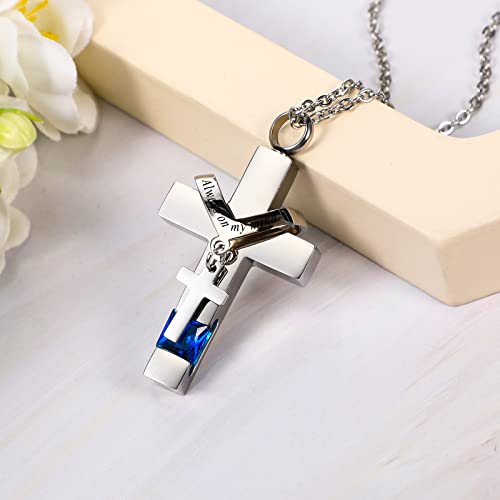 Fumete 5 Pcs Urn Necklace For Ashes Keepsake Cremation Heart Cross Cubic Jewelry For Ashes Stainless Steel Memorial Locket Ashes Keepsake Necklace For Women Men Loved Ones, 5 Styles (Dark Blue) #TOP4