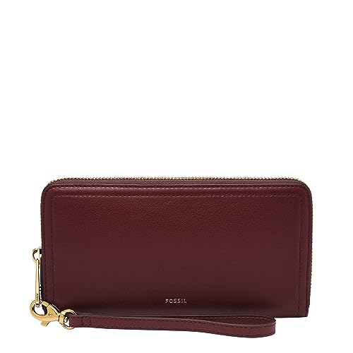 Image of Fossil Women's Logan Leather RFID-Blocking Zip Around Clutch Wallet with Wristlet Strap for Women