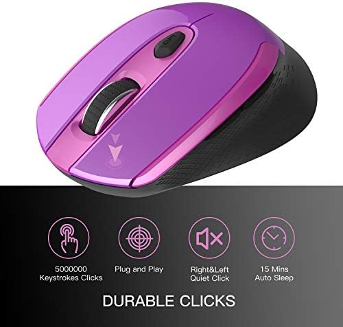 cimetech Wireless Mouse, 2.4G Computer Mice with Nano Receiver Portable Energy Saving with USB Nano Receiver 6 Buttons 1600DPI Adjustable for PC Tablet Laptop and Windows Linux