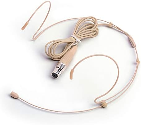Sumje Beige Pro Headworn Dual Earhook Headset Microphone Mic for Shure Wireless Transmitter Bodypack (Mini 4 Pin XLR Plug)