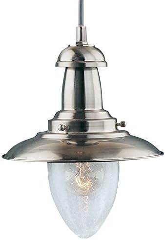 Marco Tielle Modern Satin Silver Fisherman Pendant Ceiling Light with Seeded Glass Shade 1 x 60watt MT7875AB