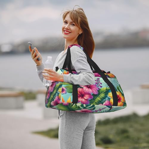 40l Gym Travel Duffel Bag Island Style Floral Hawaii Carry-On Workout Overnight Backpack4