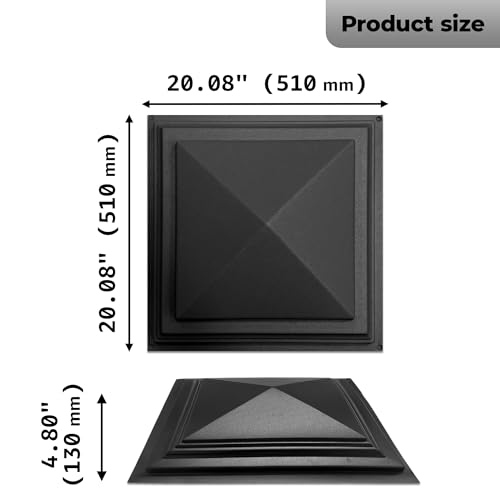 BETONEX Concrete Molds DIY Fence Pier Column Cap Mold Mould Form Cement ABC Plastic Molds 20,08x20,08 inch (510x510mm) - Thumbnail 6