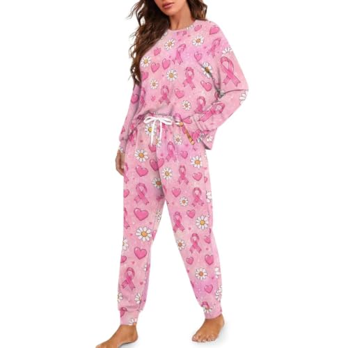 Image of Womens Pajama Sets 2 Piece Pjs Lounge Sets Long Sleeve Sleepwear Crew Neck Pullover Top with Long Pants