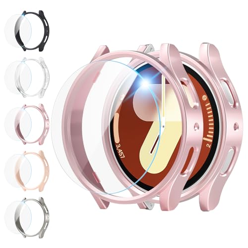shenou 5 Pack Case for Samsung Galaxy Watch 7 Screen Protector Case 40mm Accessories