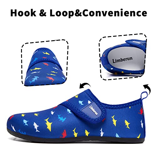 Limberun Boys Water Shoes Kids Quick Dry Aqua Barefoot Non Slip Beach Swim Socks For Sport Pool Swimming Toddler Shark 2-3 #TOP3