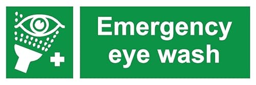 Emergency eye wash safety sign (L) - Self adhesive sticker (300mm x 100mm)