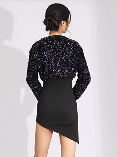 Gorais Sequin Bolero Shrugs Evening Jackets Womens Cardigan Long Sleeves Bolero Party Cover Up For Wedding Dresses Black #TOP1