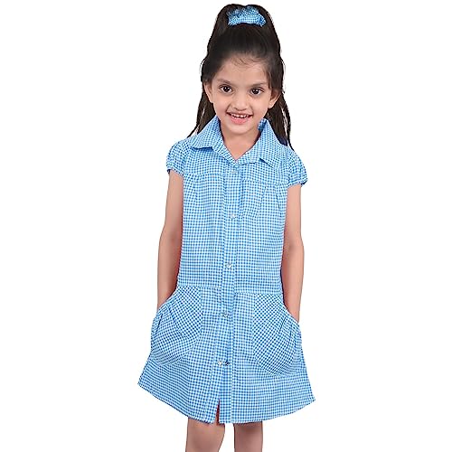 Image of A2Z 4 Kids Girls Uniform Gingham - UF Dress 647 Blue 3-4