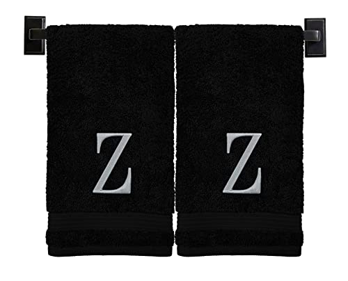 Custom Luxury Towels Monogrammed Hand Towels for Bathroom | Luxury Cotton Turkish Towels | Embroidered in USA | Set of 2 | Choose Set Color and Monogram Color | A - Z | Modern Font
